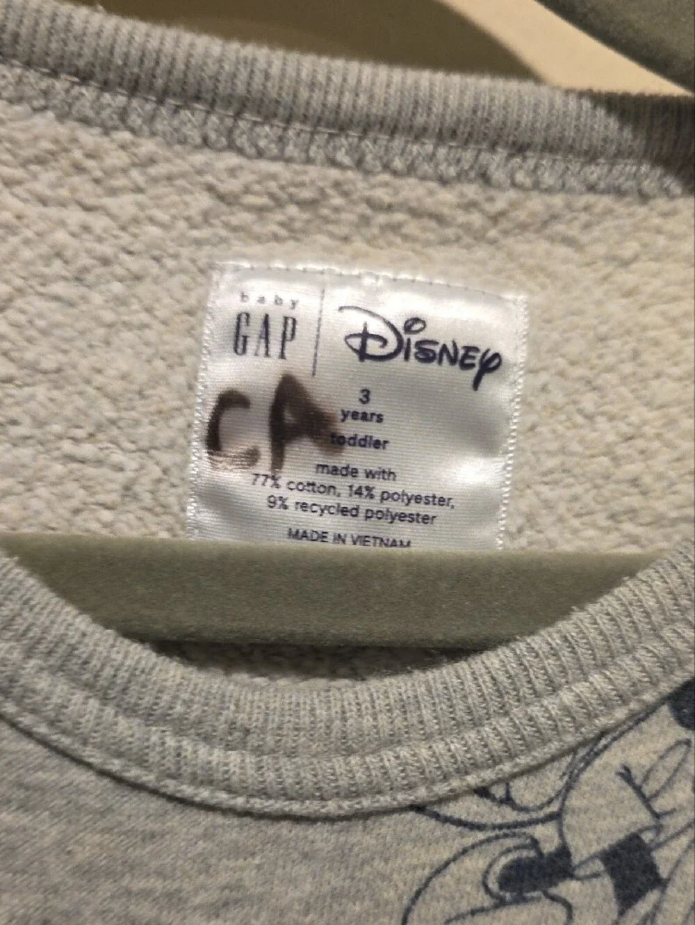 GAP Grey Mickey Mouse Allover Graphic Sweatshirt with Yellow & Red Accents